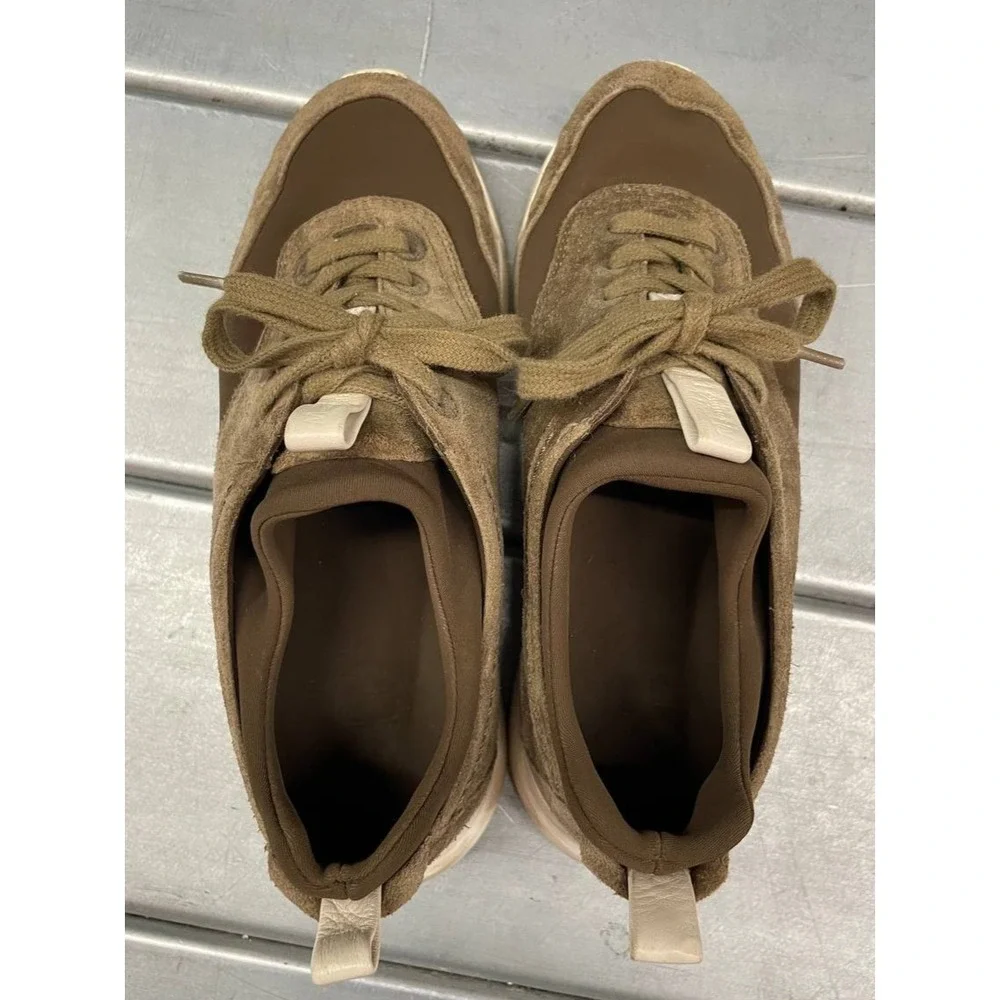 Massimo Dutti Trainers Sneakers Womens‎ EU 39 US 8/8.5 Olive Green Suede, Sock